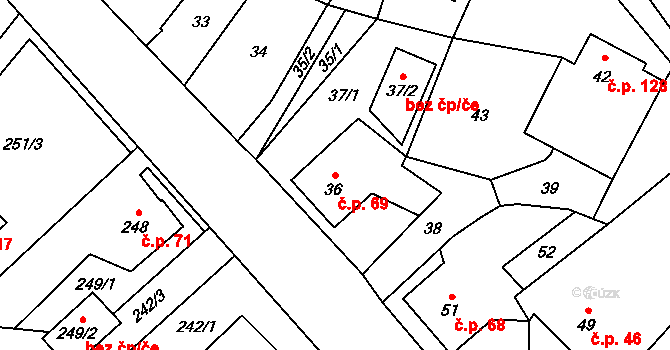 Edrovice 69, Rýmařov na parcele st. 36 v KÚ Edrovice, Katastrální mapa