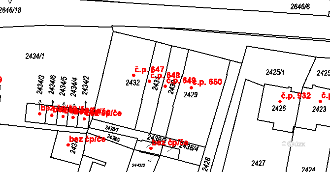 Rýmařov 649 na parcele st. 2430 v KÚ Rýmařov, Katastrální mapa