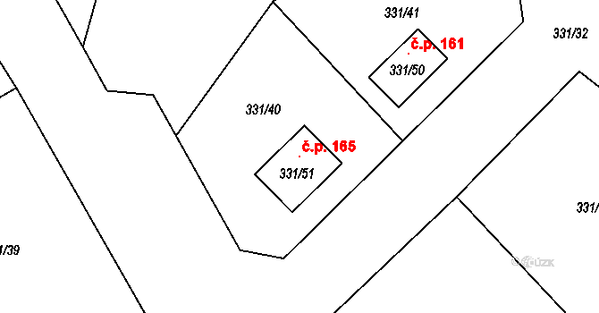 Edrovice 165, Rýmařov na parcele st. 331/51 v KÚ Edrovice, Katastrální mapa
