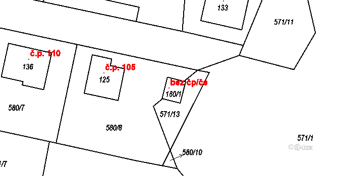Hrušov 147287677 na parcele st. 180/1 v KÚ Hrušov nad Jizerou, Katastrální mapa