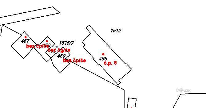 Krčkovice 6, Hrubá Skála na parcele st. 466 v KÚ Hrubá Skála, Katastrální mapa