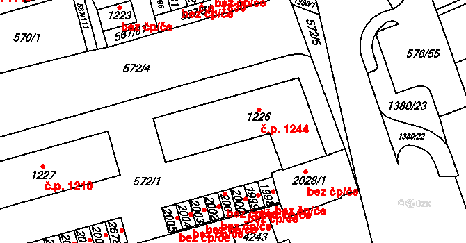 Blansko 1244 na parcele st. 1226 v KÚ Blansko, Katastrální mapa