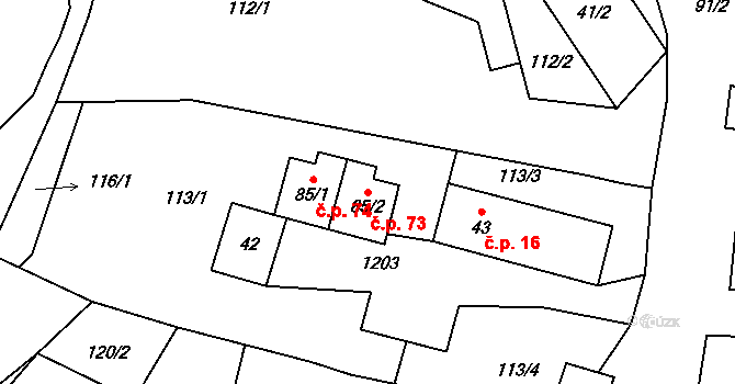 Sukorady 73, Snědovice na parcele st. 85/2 v KÚ Sukorady, Katastrální mapa