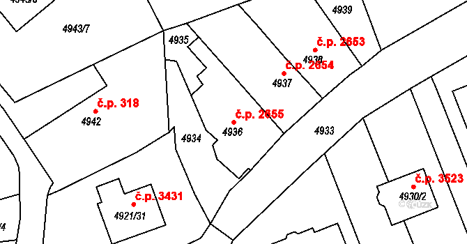 Ústí nad Labem-centrum 2655, Ústí nad Labem na parcele st. 4936 v KÚ Ústí nad Labem, Katastrální mapa