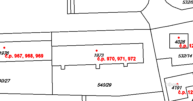 Strakonice I 970,971,972, Strakonice na parcele st. 1973 v KÚ Strakonice, Katastrální mapa