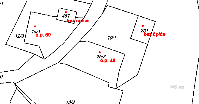 Fojtov 48, Nejdek na parcele st. 15/2 v KÚ Fojtov, Katastrální mapa