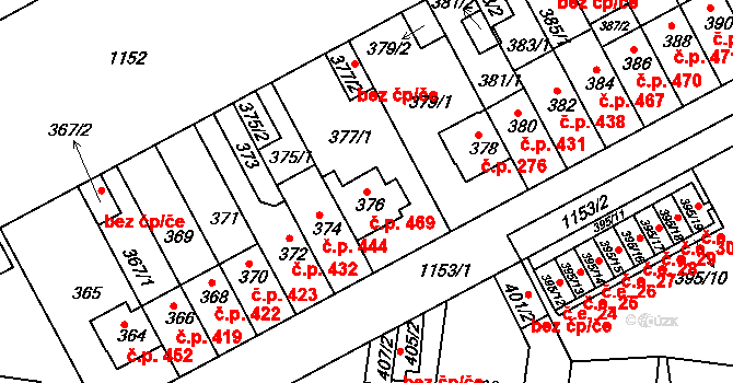 Prosek 469, Praha na parcele st. 376 v KÚ Prosek, Katastrální mapa