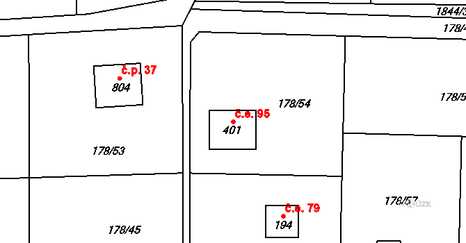 Lhotka 95, Svinaře na parcele st. 401 v KÚ Svinaře, Katastrální mapa