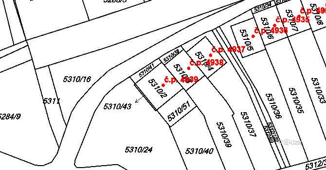 Chomutov 4939 na parcele st. 5310/2 v KÚ Chomutov I, Katastrální mapa