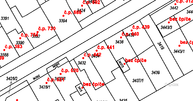 Jirkov 441 na parcele st. 3434 v KÚ Jirkov, Katastrální mapa
