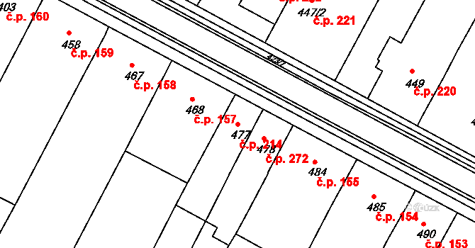 Blažovice 214 na parcele st. 477 v KÚ Blažovice, Katastrální mapa