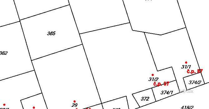 Žipotín 97, Gruna na parcele st. 31/2 v KÚ Žipotín, Katastrální mapa