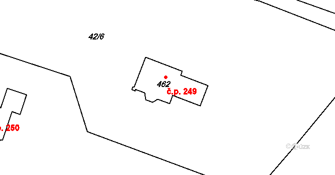 Guty 249, Třinec na parcele st. 462 v KÚ Guty, Katastrální mapa