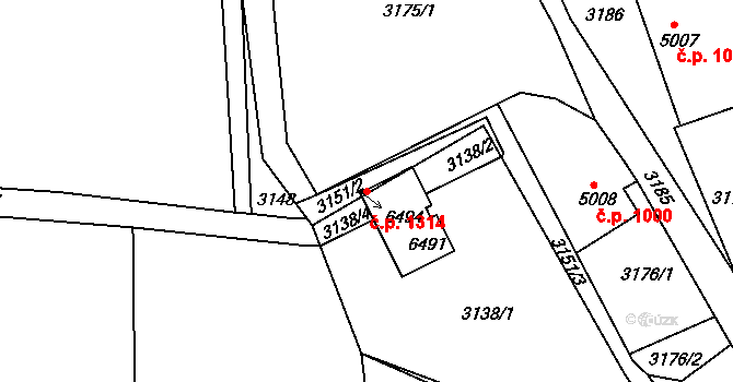 Chrudim IV 1314, Chrudim na parcele st. 6491 v KÚ Chrudim, Katastrální mapa