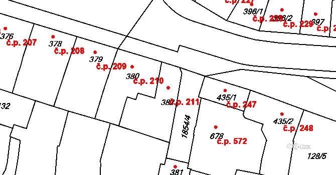Slaný 211 na parcele st. 382 v KÚ Slaný, Katastrální mapa