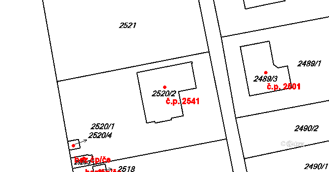 Šternberk 2541 na parcele st. 2520/2 v KÚ Šternberk, Katastrální mapa
