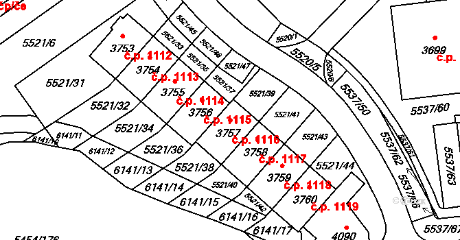 Horní Předměstí 1116, Polička na parcele st. 3757 v KÚ Polička, Katastrální mapa