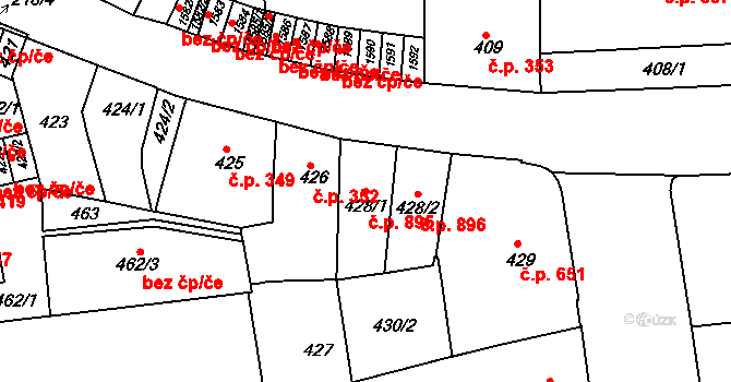 Zábrdovice 895, Brno na parcele st. 428/1 v KÚ Zábrdovice, Katastrální mapa