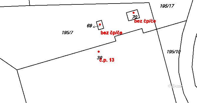 Bošovice 13, Čížová na parcele st. 39 v KÚ Bošovice u Čížové, Katastrální mapa