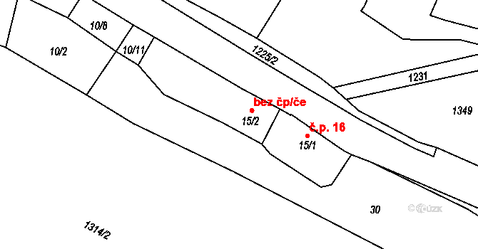 Kyselka 39667677 na parcele st. 15/2 v KÚ Radošov u Kyselky, Katastrální mapa
