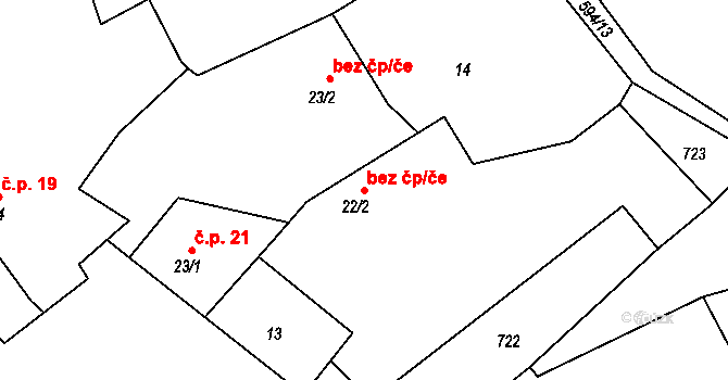 Podbořany 40592677 na parcele st. 22/2 v KÚ Letov, Katastrální mapa