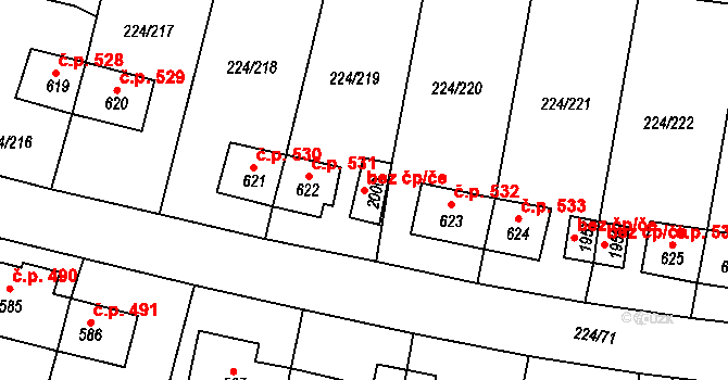 Ostrov 43213677 na parcele st. 2000 v KÚ Ostrov nad Ohří, Katastrální mapa