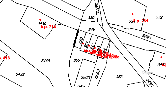 Jablonec nad Nisou 44220677 na parcele st. 351 v KÚ Proseč nad Nisou, Katastrální mapa