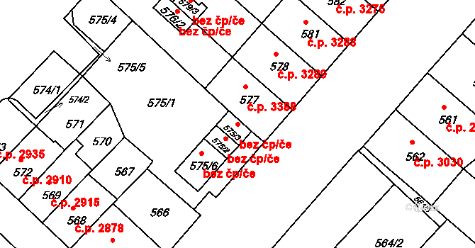 Chomutov 45047677 na parcele st. 575/3 v KÚ Chomutov II, Katastrální mapa