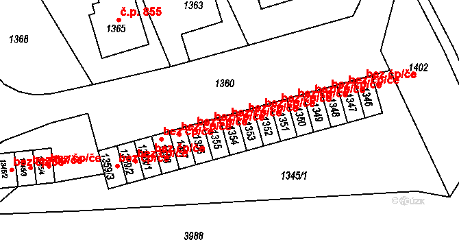 Jablunkov 46598677 na parcele st. 1354 v KÚ Jablunkov, Katastrální mapa