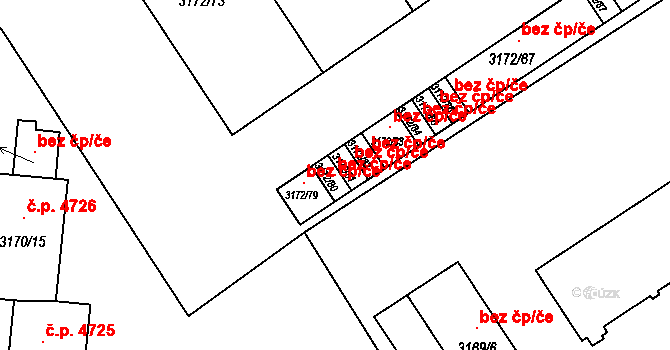 Chomutov 49526677 na parcele st. 3172/80 v KÚ Chomutov II, Katastrální mapa