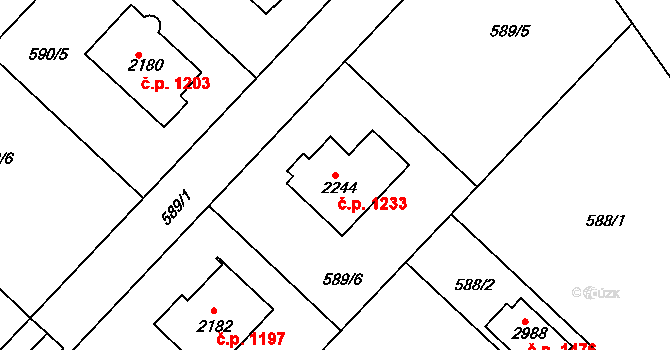Neratovice 1233 na parcele st. 2244 v KÚ Neratovice, Katastrální mapa