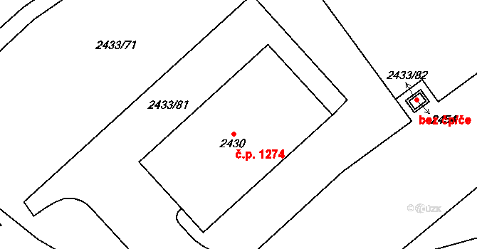 Dobřany 1274 na parcele st. 2430 v KÚ Dobřany, Katastrální mapa