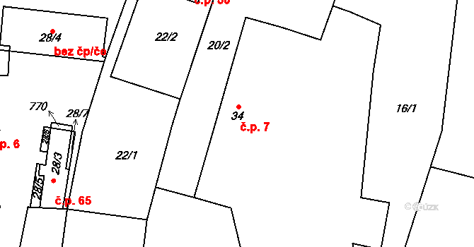 Jeníčkova Lhota 7, Chotoviny na parcele st. 34 v KÚ Jeníčkova Lhota, Katastrální mapa
