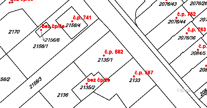 Veselí nad Lužnicí II 582, Veselí nad Lužnicí na parcele st. 2135/1 v KÚ Veselí nad Lužnicí, Katastrální mapa