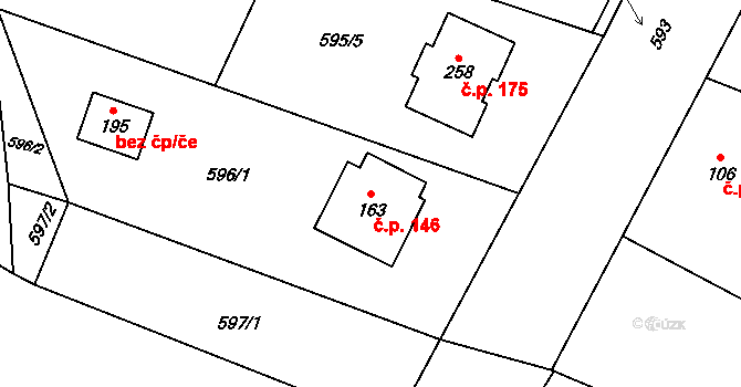 Prapořiště 146, Kdyně na parcele st. 163 v KÚ Prapořiště, Katastrální mapa