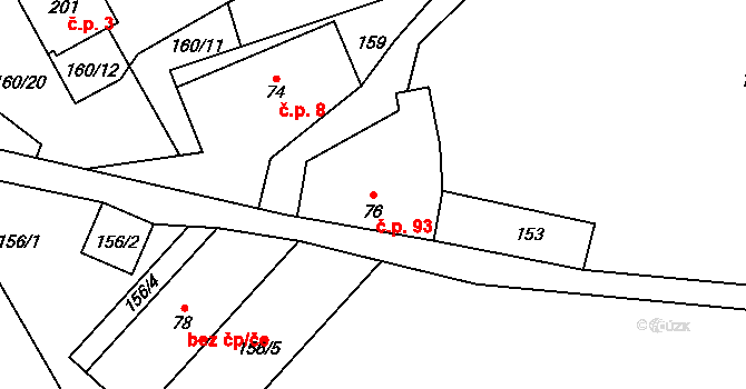Třemešek 93, Oskava na parcele st. 76 v KÚ Třemešek, Katastrální mapa