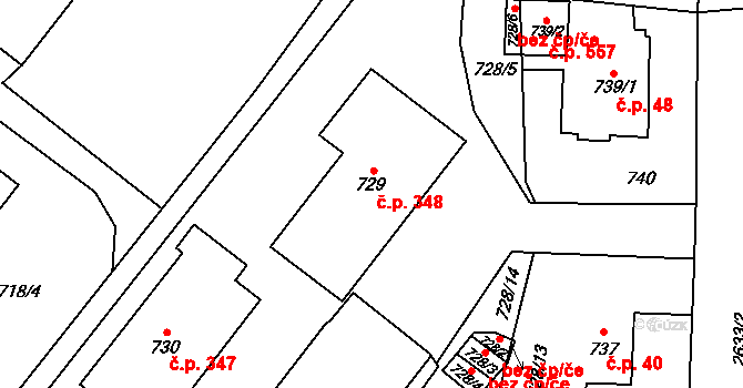 Vimperk II 348, Vimperk na parcele st. 729 v KÚ Vimperk, Katastrální mapa