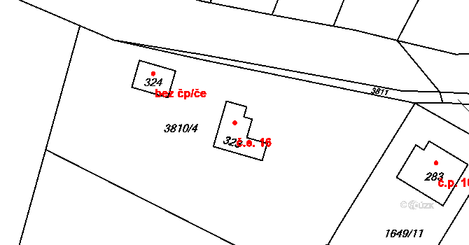Český Rudolec 16 na parcele st. 323 v KÚ Český Rudolec, Katastrální mapa