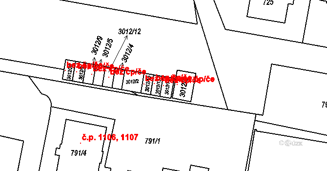 Praha 99087677 na parcele st. 3012/14 v KÚ Nusle, Katastrální mapa