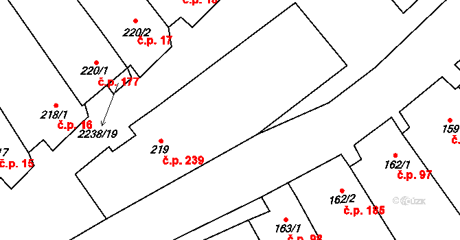Vrbice 239 na parcele st. 219 v KÚ Vrbice u Velkých Pavlovic, Katastrální mapa