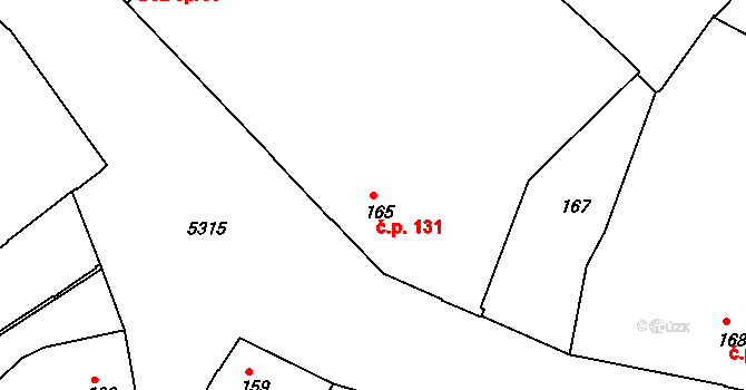 Znojmo 131 na parcele st. 165 v KÚ Znojmo-město, Katastrální mapa