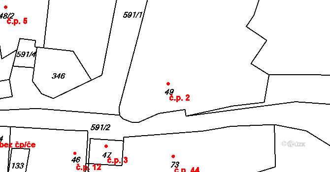 Chrastná 2, Úžice na parcele st. 49 v KÚ Smrk u Úžic, Katastrální mapa