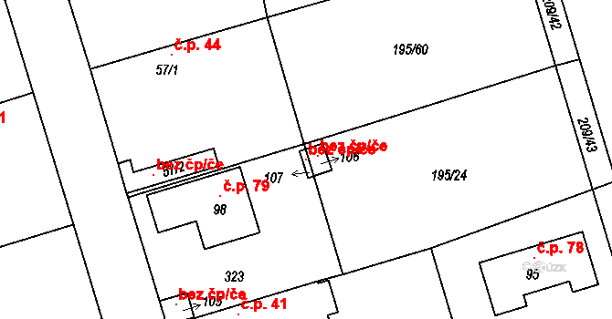 Černíky 115740678 na parcele st. 107 v KÚ Černíky, Katastrální mapa