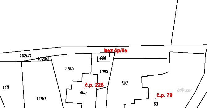 Bečváry 115954678 na parcele st. 406 v KÚ Bečváry, Katastrální mapa