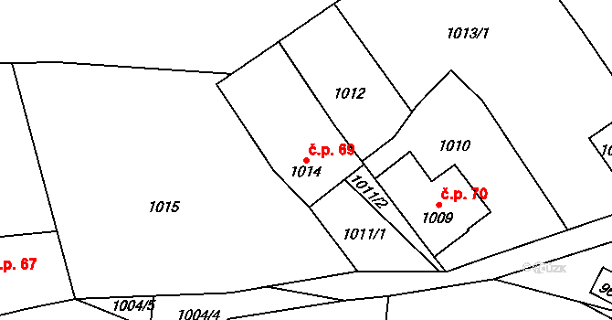 Proseč nad Nisou 69, Jablonec nad Nisou na parcele st. 1014 v KÚ Proseč nad Nisou, Katastrální mapa