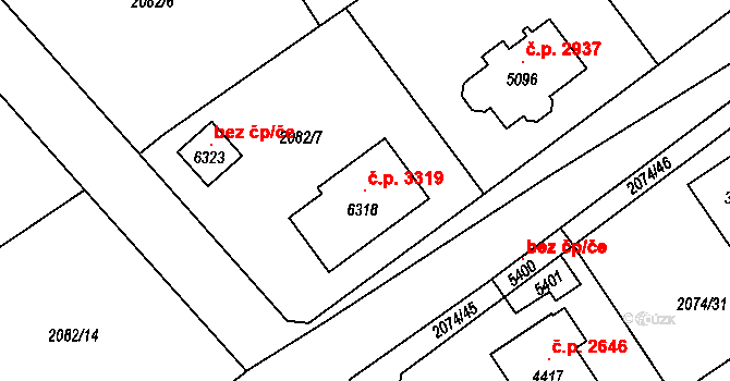 Dvůr Králové nad Labem 3319 na parcele st. 6318 v KÚ Dvůr Králové nad Labem, Katastrální mapa
