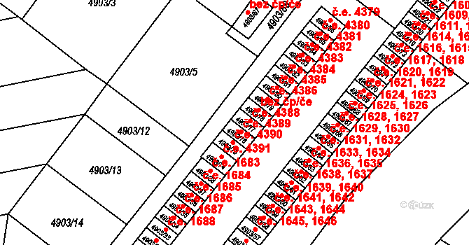 Jihlava 4388 na parcele st. 4903/77 v KÚ Jihlava, Katastrální mapa