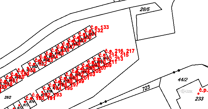 Kamenná 216,217, Jílové na parcele st. 986 v KÚ Jílové u Děčína, Katastrální mapa