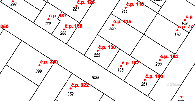 Humny 130, Pchery na parcele st. 223 v KÚ Pchery, Katastrální mapa
