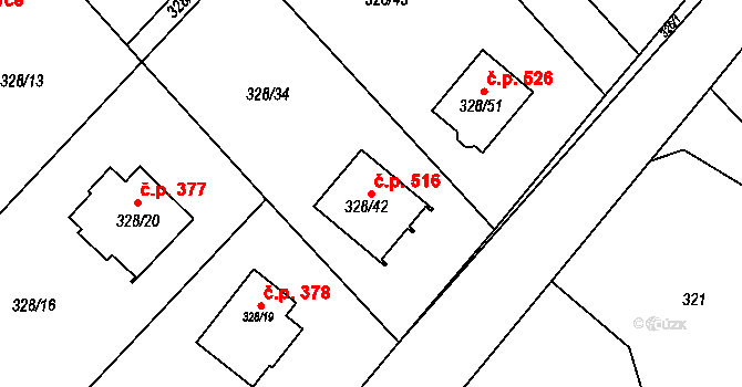 Krmelín 516 na parcele st. 328/42 v KÚ Krmelín, Katastrální mapa